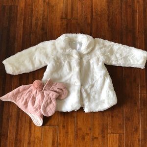 Le Top White Faux Fur Jacket and Baby Gap set!